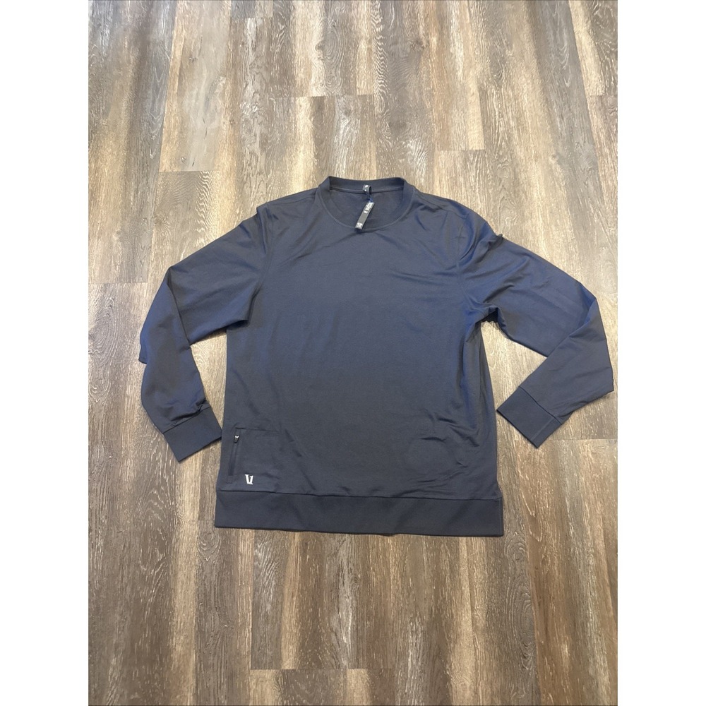 Vuori Men's XL Long Sleeve Performance Pullover Crewneck Zip Pocket Gray V224